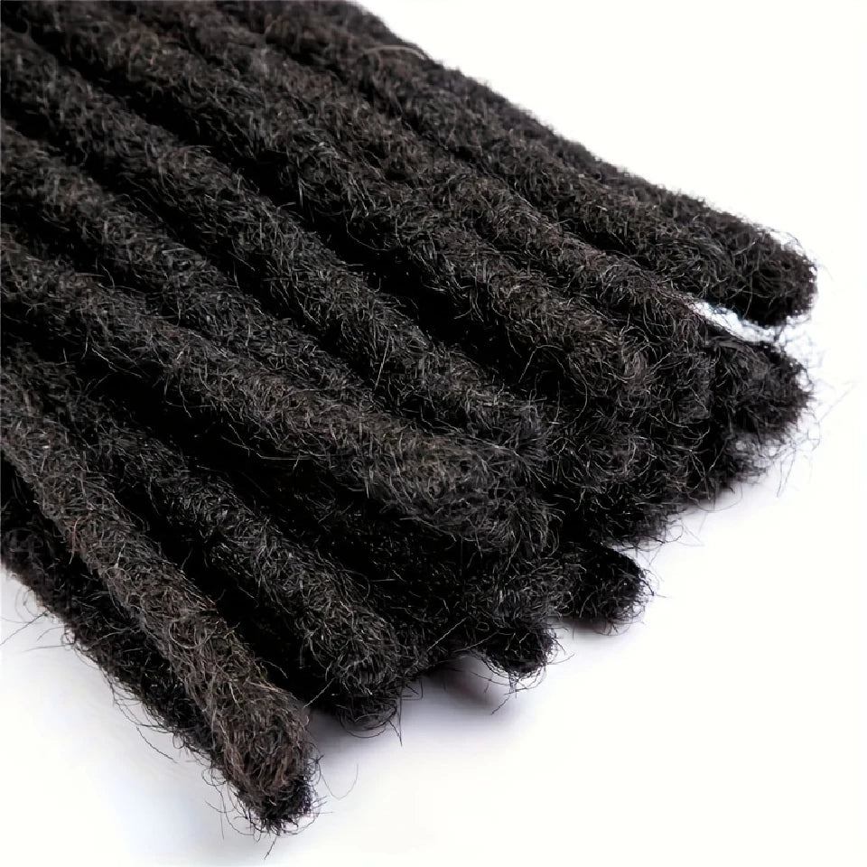 100% Real Human Hair Dreadlock Extensions for Man/Women Full Handmade Human Hair Locs Extension 8-24 Inch 0.8 cm Width 10-40 Pcs
