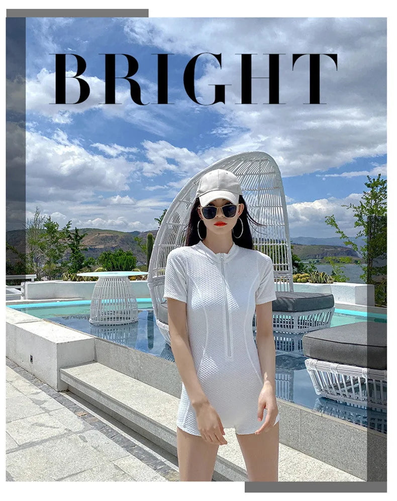 Vacation Surfing Conservative Sun Protection One-piece Swimsuit Women Covering The Belly To Show Off Weight Internet Celebrity