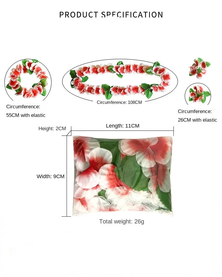 10 Sets Festive  Hawaiian Leis Luau Party Favors Tropical Necklace Summer Beach Vacation Decorations Birthday Wedding