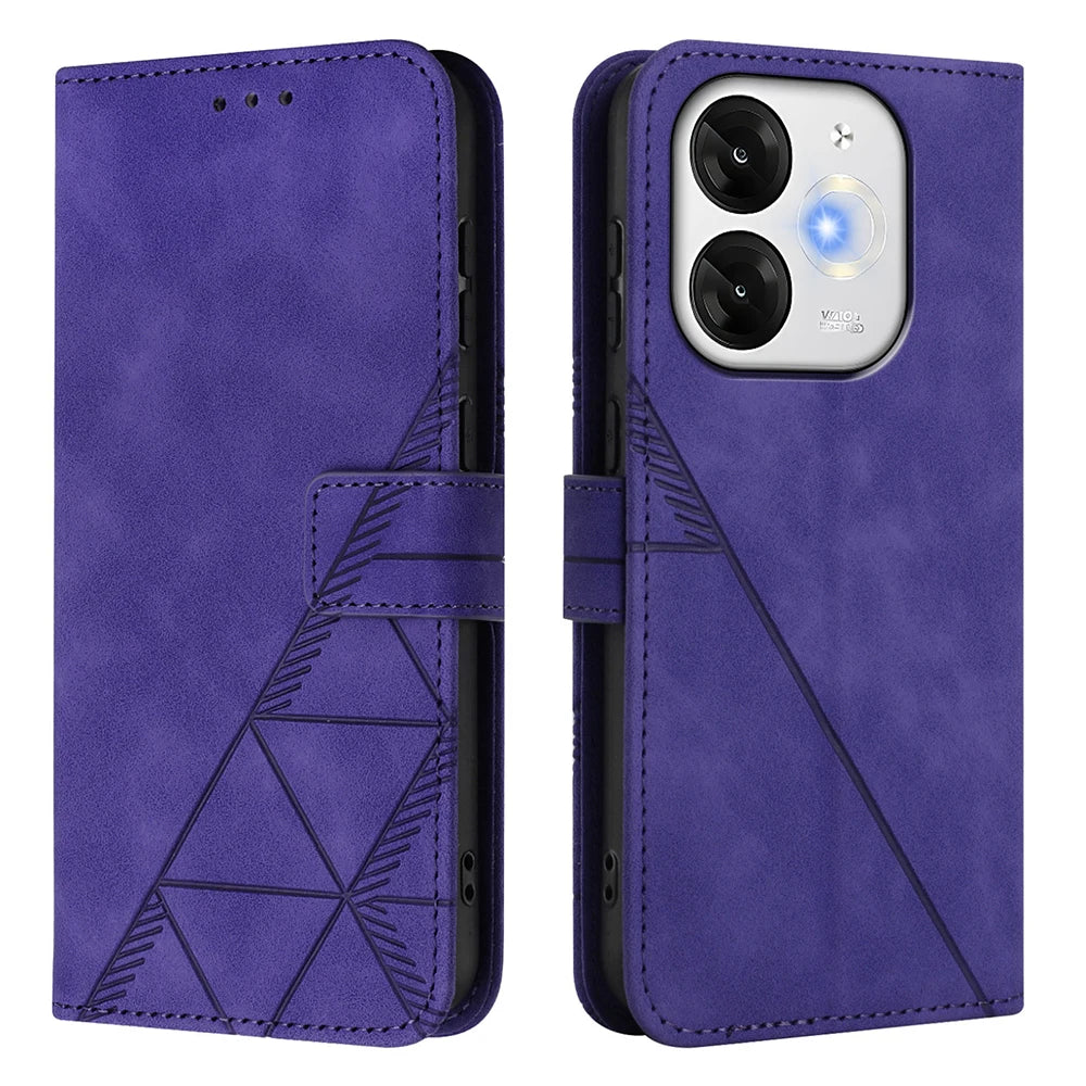 Geometric Leather Wallet Case For ZTE Blade A76 A75 A73 A55 A53 Plus A52 A35 Core V60 V80 Vita Nubia Focus 2 Ultra Calf P9 Pro