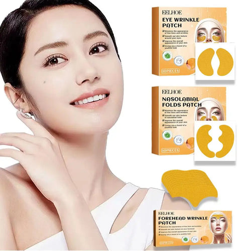 10pcs/box Forehead Wrinkle Patch Lightening Forehead Wrinkle Gel Patch Hydrolyzed Collagen Firming Mask Facial Skincare Stickers