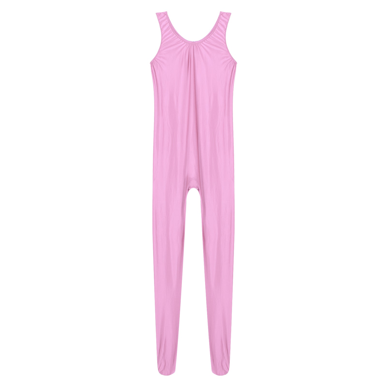 Women's Sleeveless Full Body Bodysuit Glossy Jumpsuit Gymnastics Fitness Swimming Leotard Pole Dance Costume Clubwear Lingerie