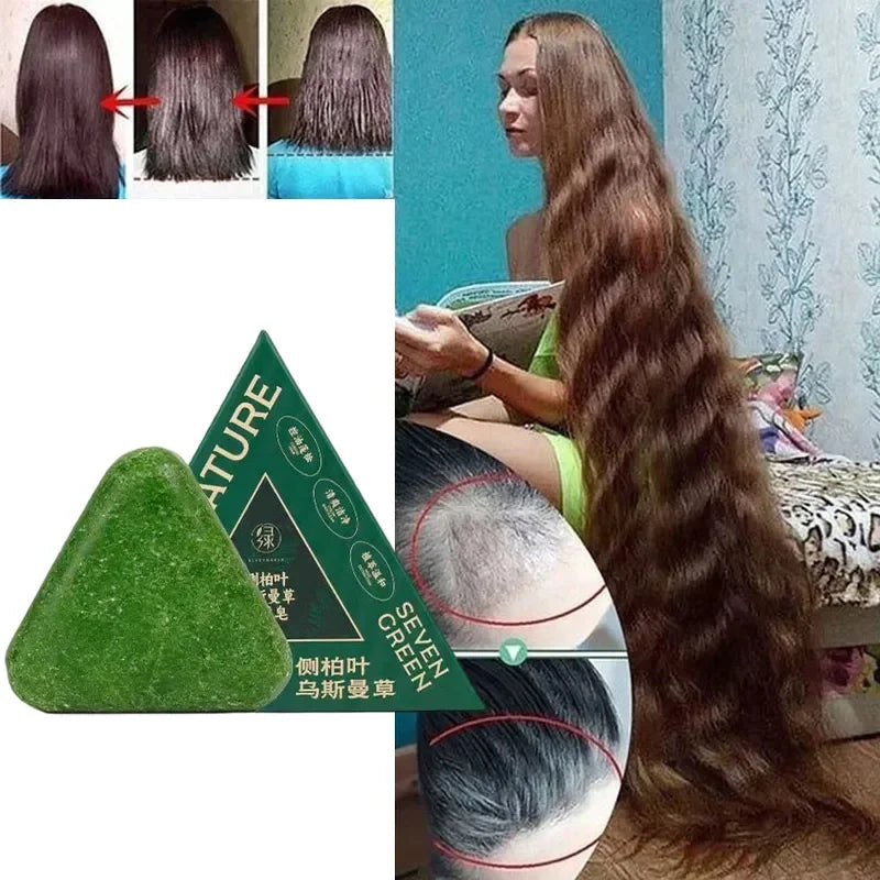 Usman Grass & Platycladus Shampoo Bar For Hair Growth Natural Herbal Soap For Hair Loss Controls Oil Strengthens Roots Shampoo