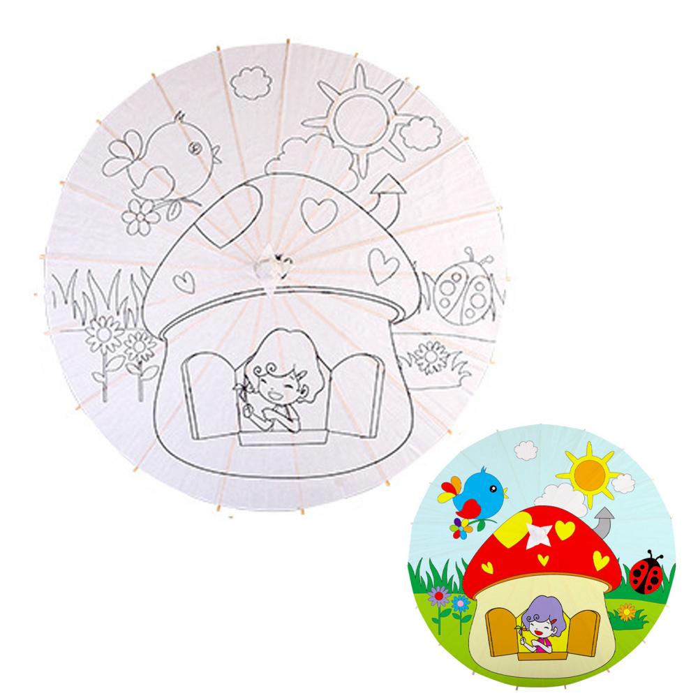 Chinese Umbrella Vintage DIY White Paper Umbrella Anime Painting Sunscreen Umbrella Photo Dance Props Ancient Cosplay Umbrella