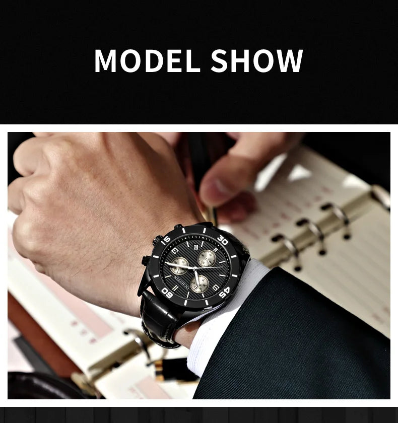 OCHSTIN Men's Watches Top Brand Sport Men Wrist Watch Leather Quartz Watch Sports Waterproof Male Clock Chronograph Function