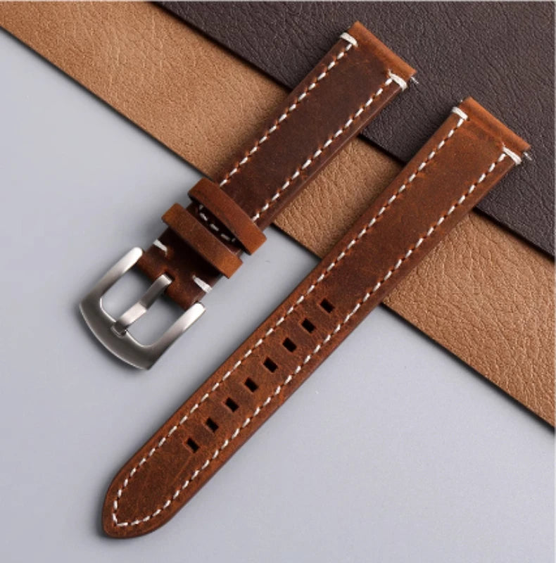 Cowhide Watchband For Casio A158 A168 f91w AE-1200WHD/A159/A169 AE1200 Watch Strap Quick release Soft Bracelet men accessories