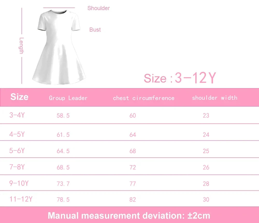 Girl Anime Girl Group Printed T-shirt Dress, Children's Party Purple Heart Casual Dress Suitable for Birthday Gifts