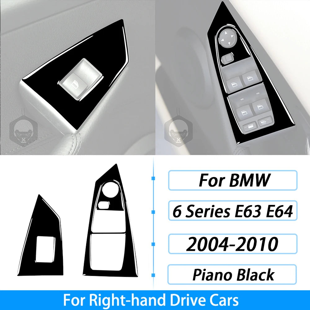 For BMW M6 6 Series E63 E64 2004-2010 Piano Black Gear Shift Air Outlet Window Lift Panel Set Car Interior Accessories Sticker