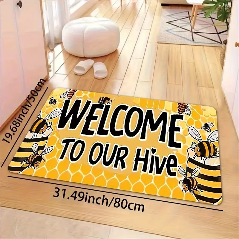 Kitchen Mat "Kitchen is the Heart of the Home" Wood Grain & Culinary Motifs Floor Mats for Sink Dining Room Living Room Bedroom