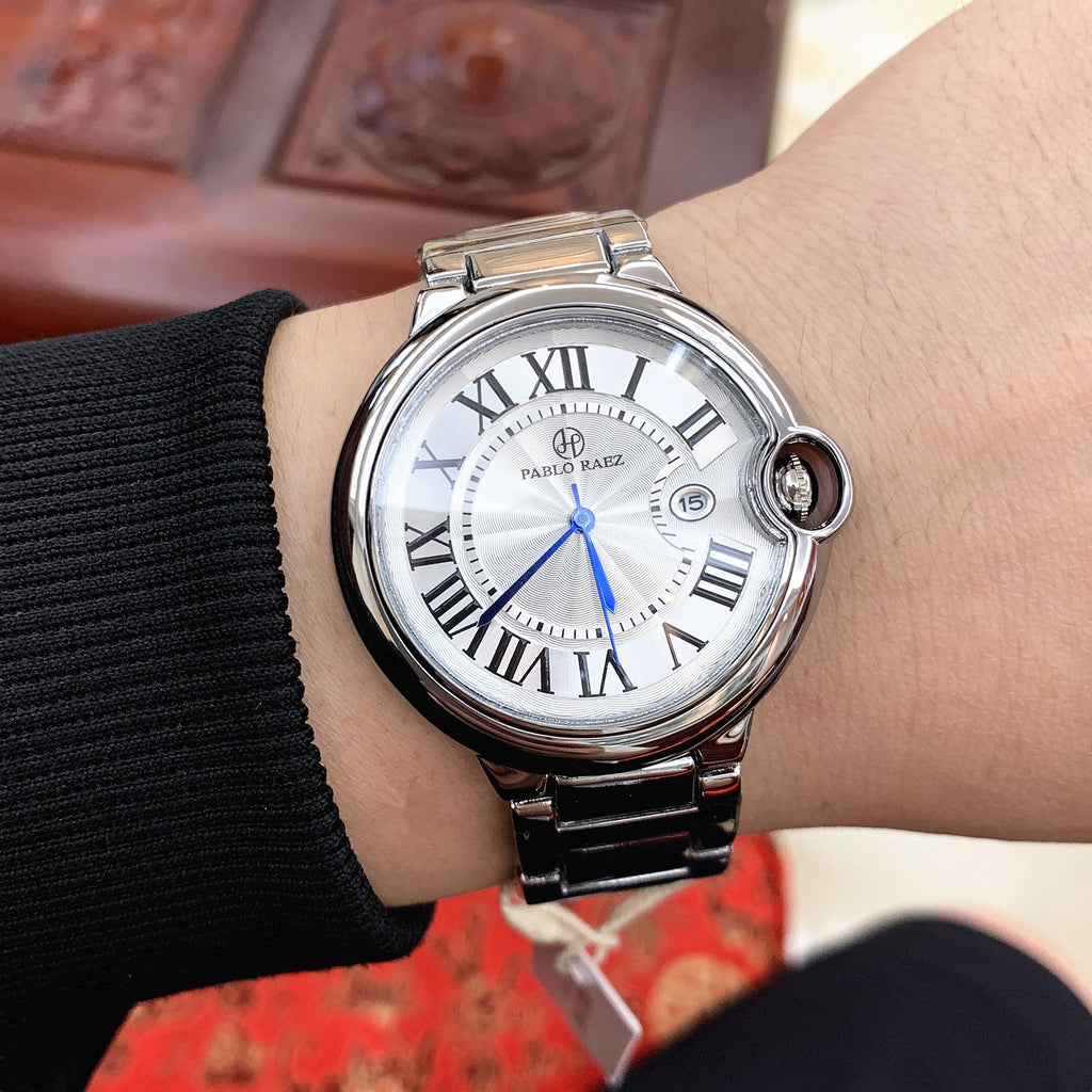 Pablo Raez Couple Watch for Men Women Reloj Mujer Man Quartz Wristwatch Male Simple Leather Strap Ladies Roman Numerals Clock