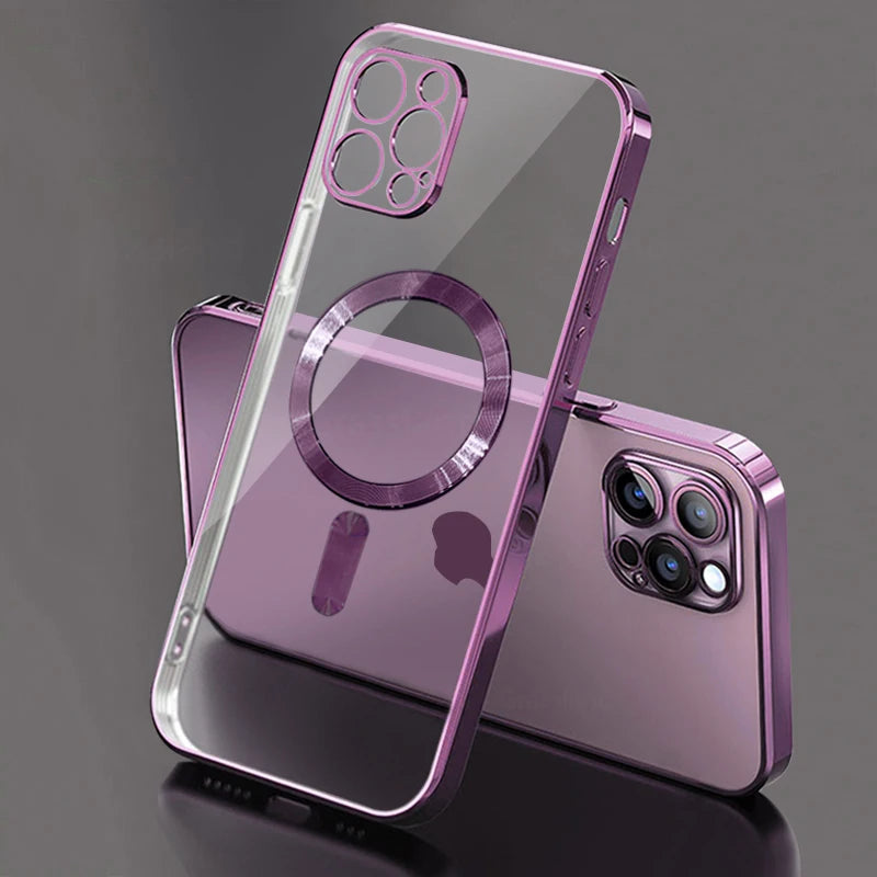 Electroplated magnetic Magsafe wireless charging case suitable for iPhone 11 13 12 14 Pro XS Max X XR 8 Plus silicone phone case