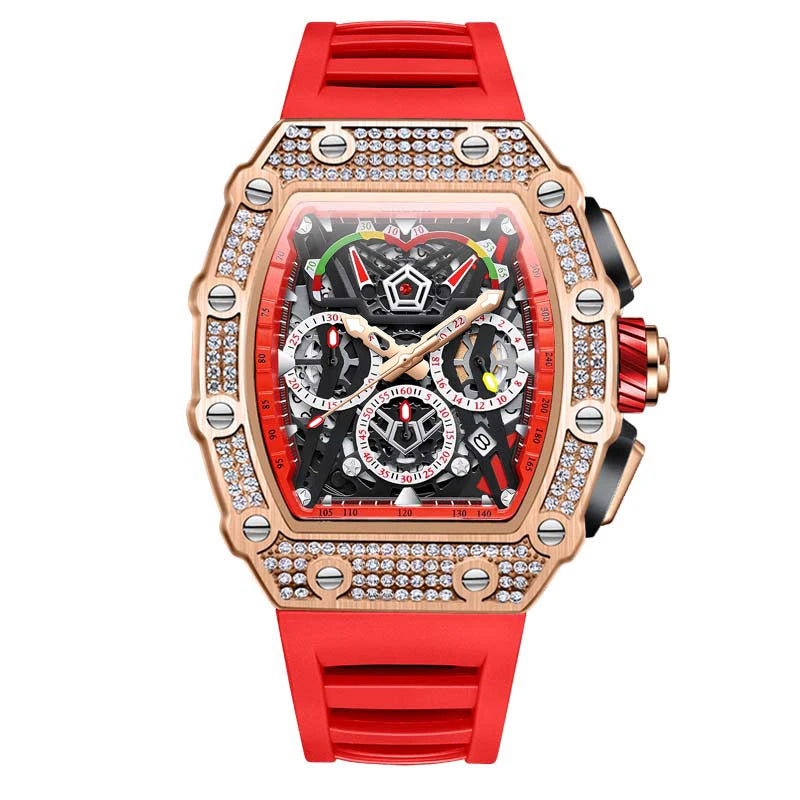 2022 New Men's Automatic Mechanical Watch ONOLA Fashion Unique Luxury Diamond Inlaid Design Waterproof Silicon Tape Watches Men