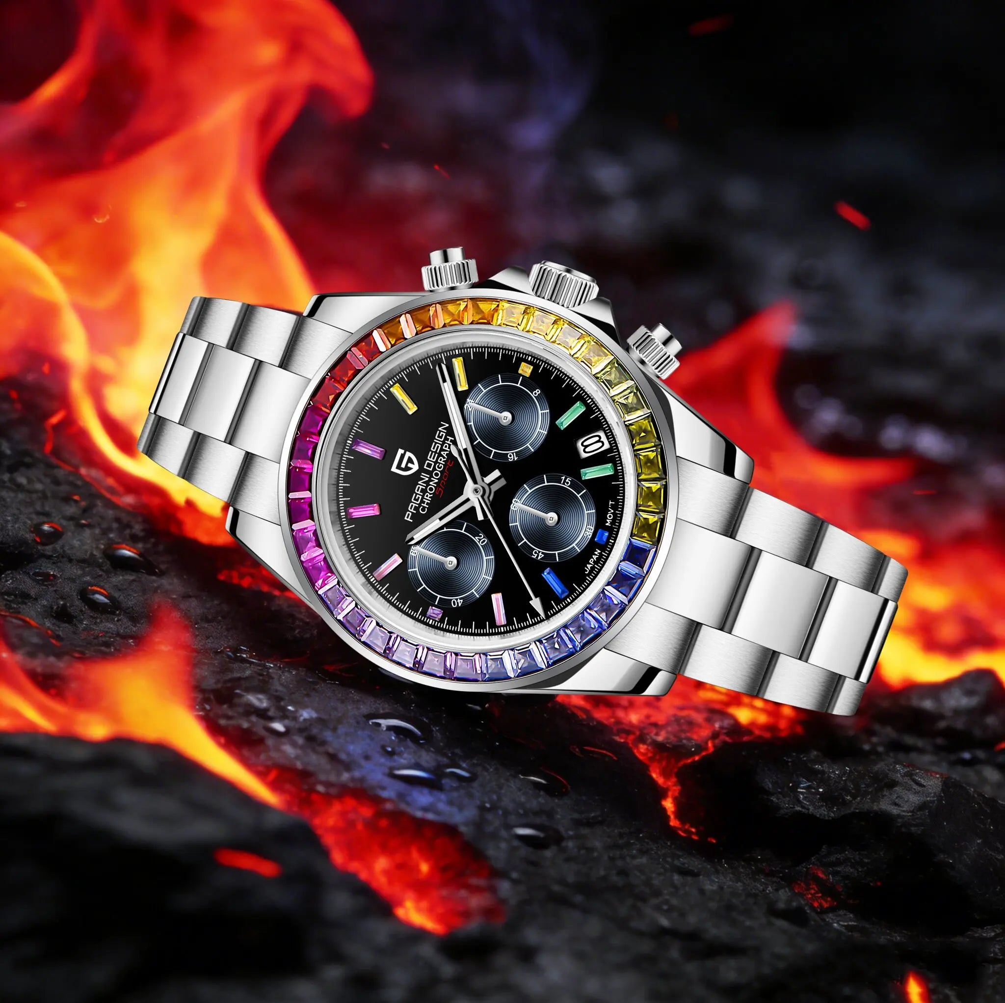 PAGANI DESIGN Men's Casual Quartz Watch 40Mm Outdoor Trendy Stainless Steel Sapphire Wear-Resistant Mirror Luminous Diving Watch