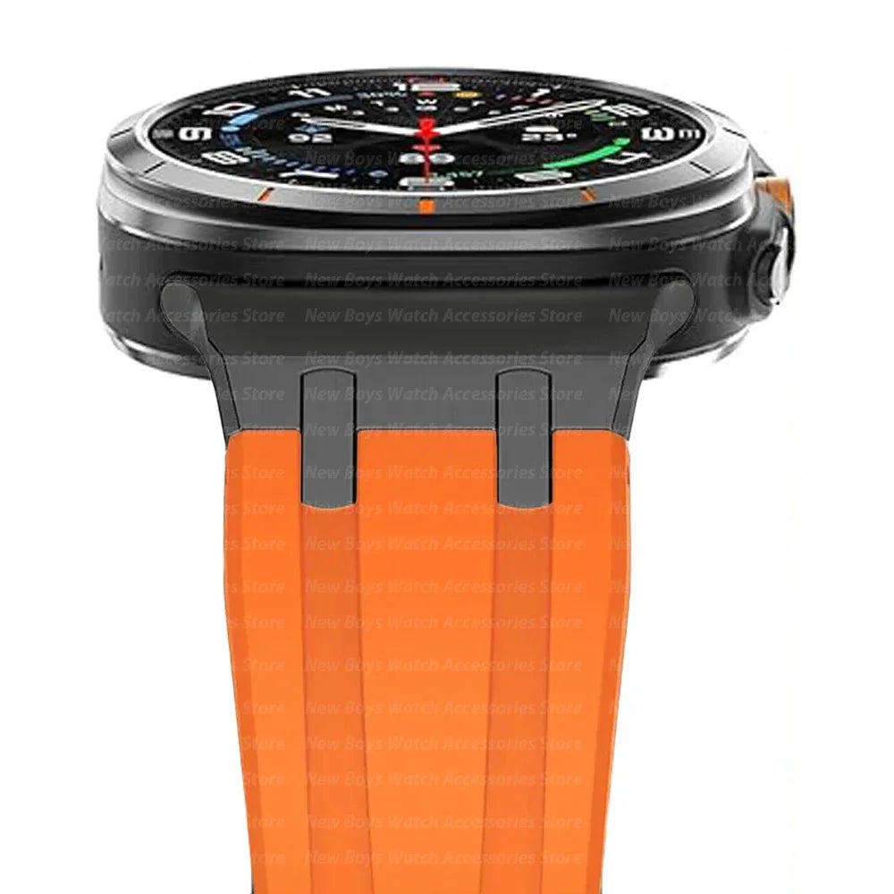 Luxury Sports Rubber Band for Samsung Galaxy Ultra Watch 47mm Curved End Silicone Strap for samsung ultra 7 47 47MM Men Bracelet