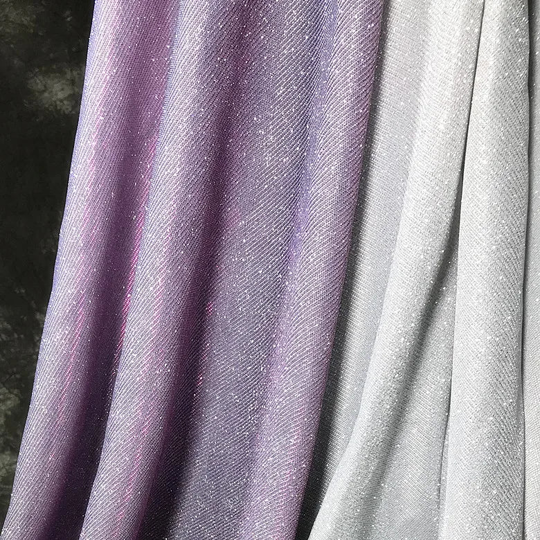 Colorful Blue Gradient Glitter Fabric Elastic Knitting By The Meter for Clothes Performance Dress Diy Sewing Designer Cloth Gold