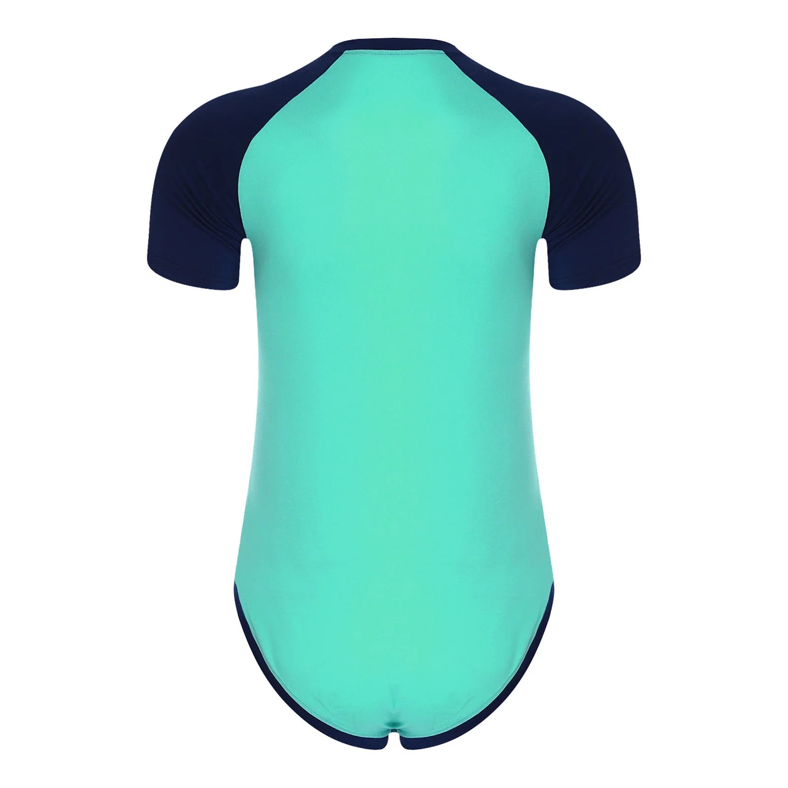 Men Workout Fitness Gym Sport Bodysuit Short Sleeve Openable Crotch Patchwork Jumpsuit for Workout Gym Sports Swimming Outfits