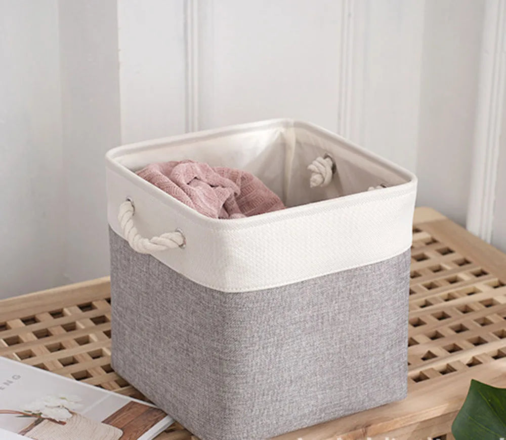 Household Goods Miscellaneous Sorting Basket Splicing Linen Fabric Storage Basket Miscellaneous Toy Storage Box