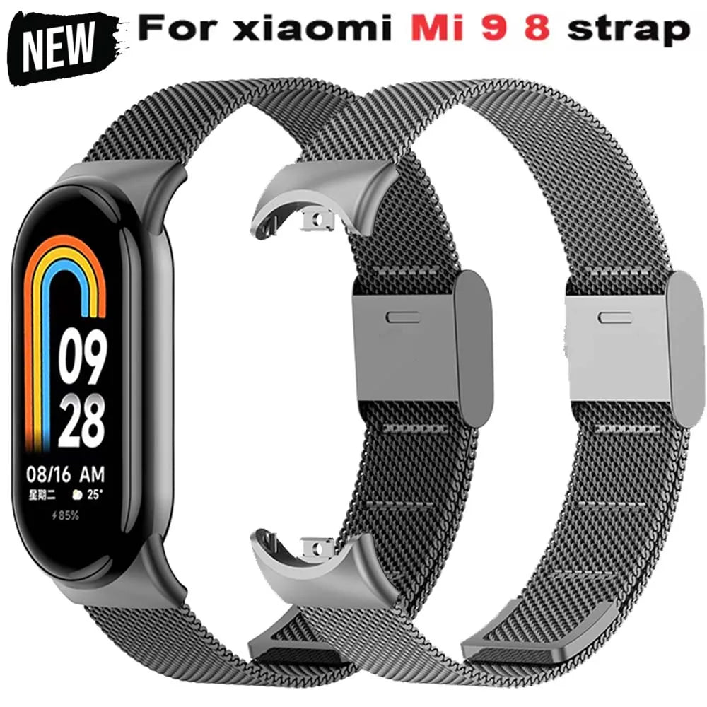 NEW Stainless Steel Strap for Xiaomi Mi 9 8 Band Metal Milanese Bracelet on Mi Band 8 Wristband for Mi Band 9 8 Strap Accessory