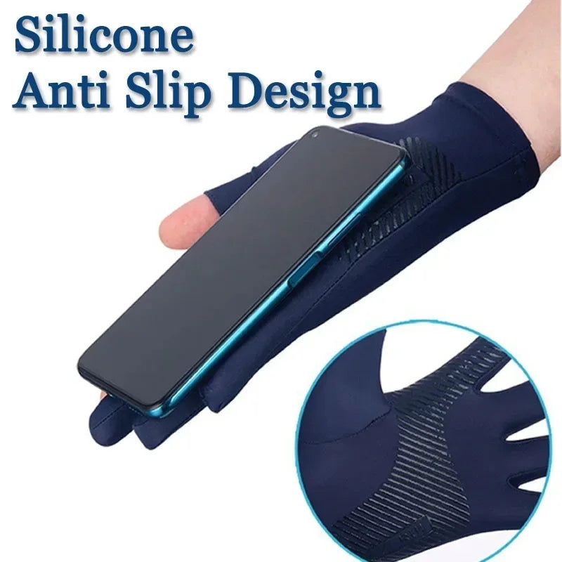 Ice Silk High Elasticity Sunscreen Breathable Half Finger Gloves for Unisex Comfortable Gloves for Outdoor Sports Cycling Summer