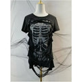 American Vintage Fake Two Pieces T-Shirt Women Streetwear Hip Hop Gothic Harajuku Grunge Y2k Crop Tops Black Skull Punk Tees