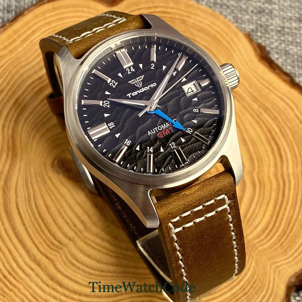 Tandorio  NH34A Automatic Mechanical Watch for Men Diving GMT Movement 200m Waterproof 39mm Sapphire Crystal 316L Bracelet