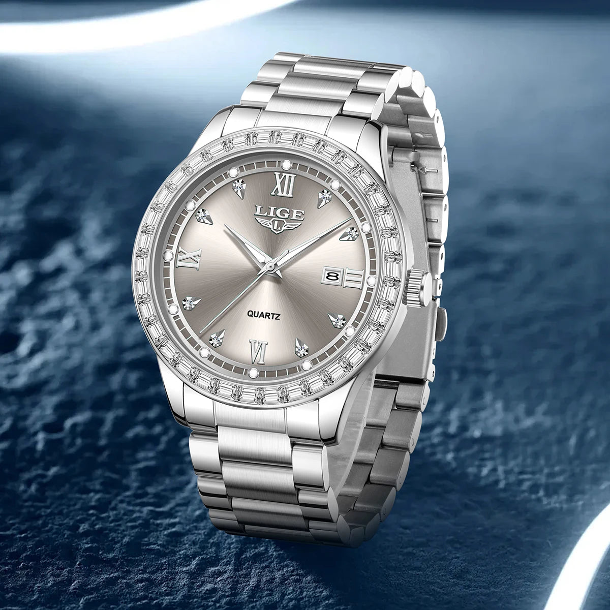 LIGE Creative Diamond Design Watch Women Waterproof Stainless Steel Luminous Ladies Watches Simple Elegant Quartz Wristwatch