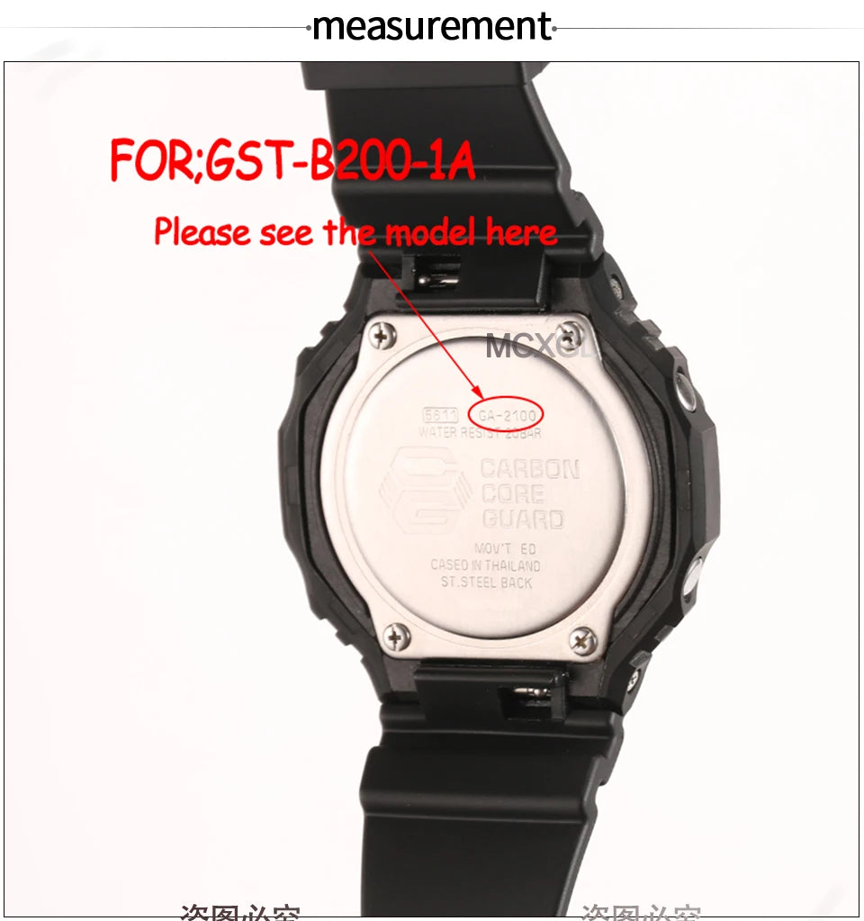Resin Watchband Suitable for Casio GST-B200-1A Replacement Band GST-B200 Men's Sports Waterproof Rubber Strap Watch Accessories