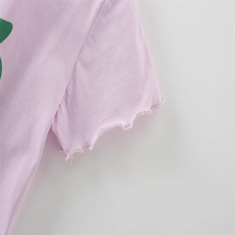 Jumping Meters 100% Cotton 3-8T Strawberry Girl 2 PCS Sets Baby Outfits Summer Tops + Shorts Children's Clothing Toddler Outfits