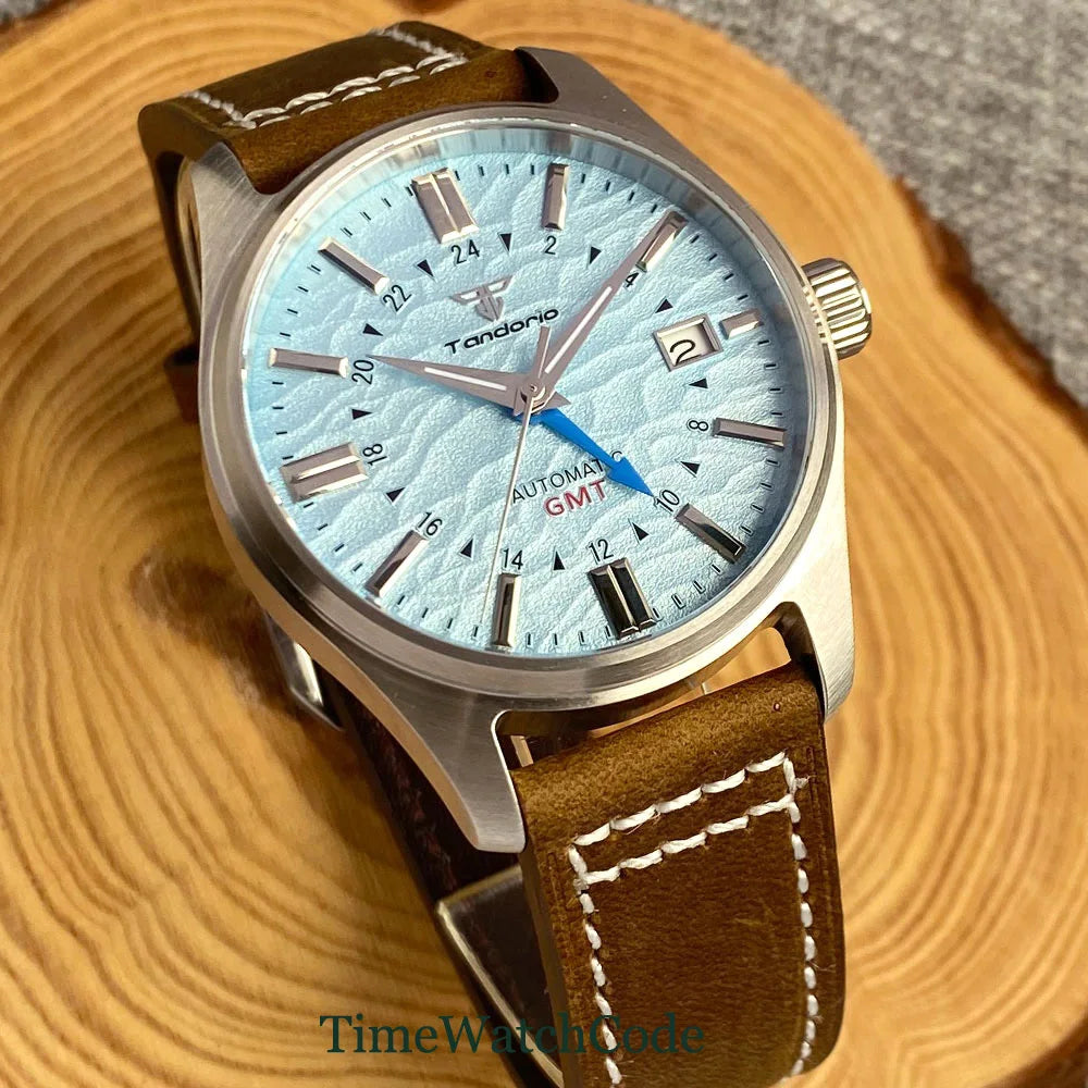 Tandorio  NH34A Automatic Mechanical Watch for Men Diving GMT Movement 200m Waterproof 39mm Sapphire Crystal 316L Bracelet
