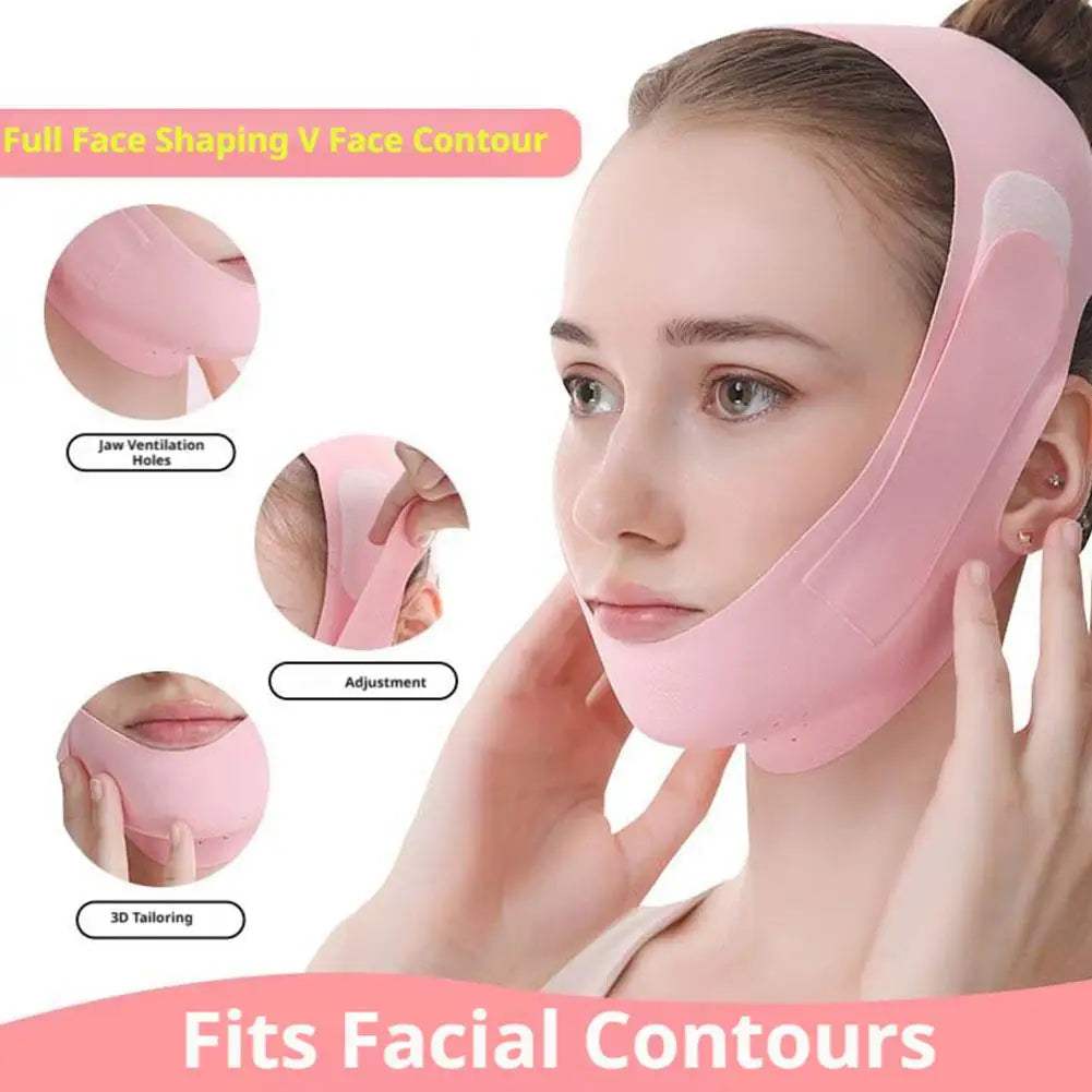 Full Face Shaping V Face Contour Lifting Facial Artifact Firm Nasolabial Folds Double Chin Improve Sleep Polyester Mask Bandage