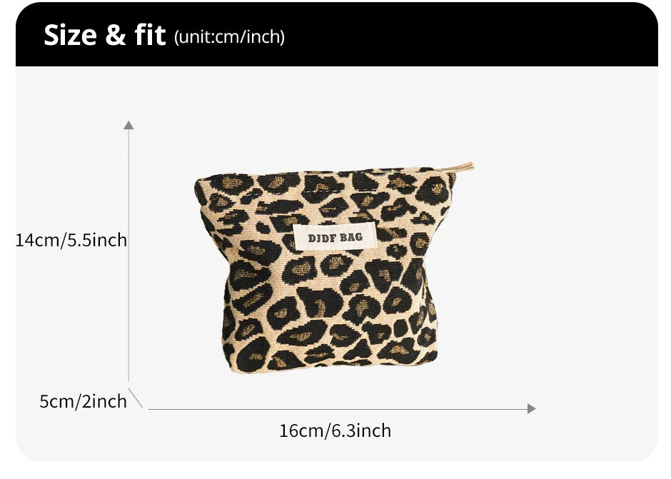 Small leopard print coin purse women's makeup bag portable cosmetics storage bag fashion lipstick bag daily commuting liner bag