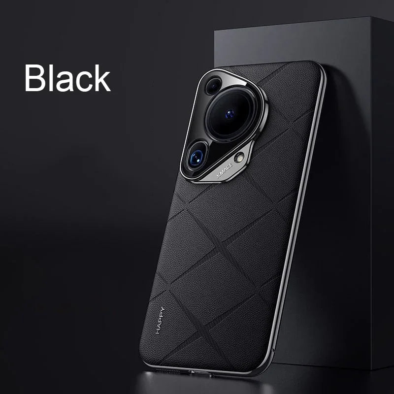 For Huawei Pura 70 Ultra Luxury Ultra-thin Plain Leather + PC Camera Protection Back Cover For Pura 70 Pro Plus