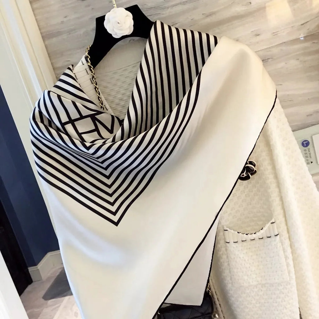 2026 new 90cm new striped women's professional square headscarf travel sunscreen scarf unique and chic accessories