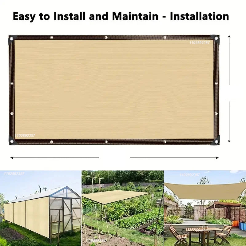 HDPE UV Protection Shade Net: Beige Sunscreen Mesh Fabric for Plant Shed, Outdoor Garden Sunshade & Patio Cover