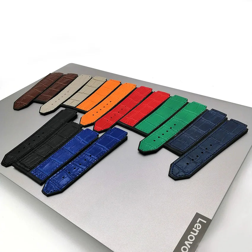 Watch Band 19mm*25mm High quality Genuine leather strap for Hublot series fashion business 22mm clasp ladies rubber sports strap
