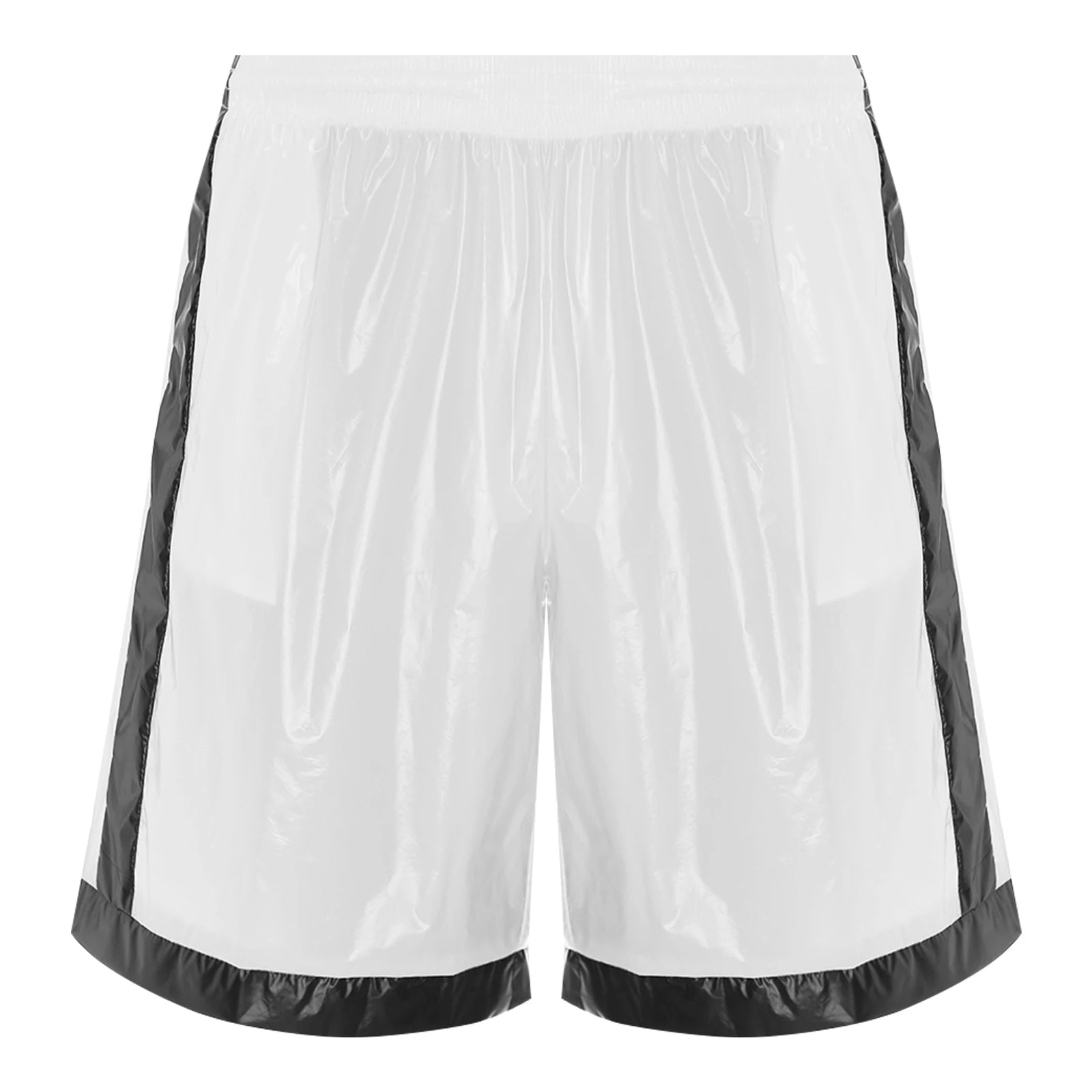 Swimwear Mens Swimming Trunks Wet Look Boxer Shorts Drawstring Elastic Waist Pockets Stripes Beach Sports Shorts Pajamas Costume