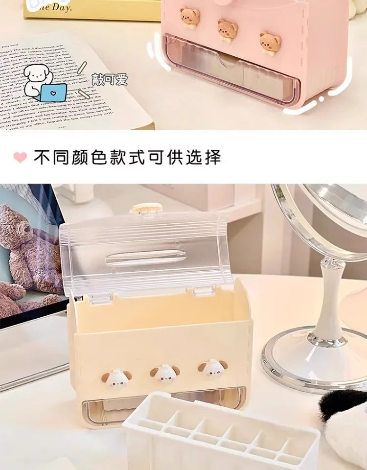 Makeup Lipstick Stand Case Desktop Cosmetic Organizer Storage Box Lipstick Dust-proof Display Stand Holder Cute Dressing Table