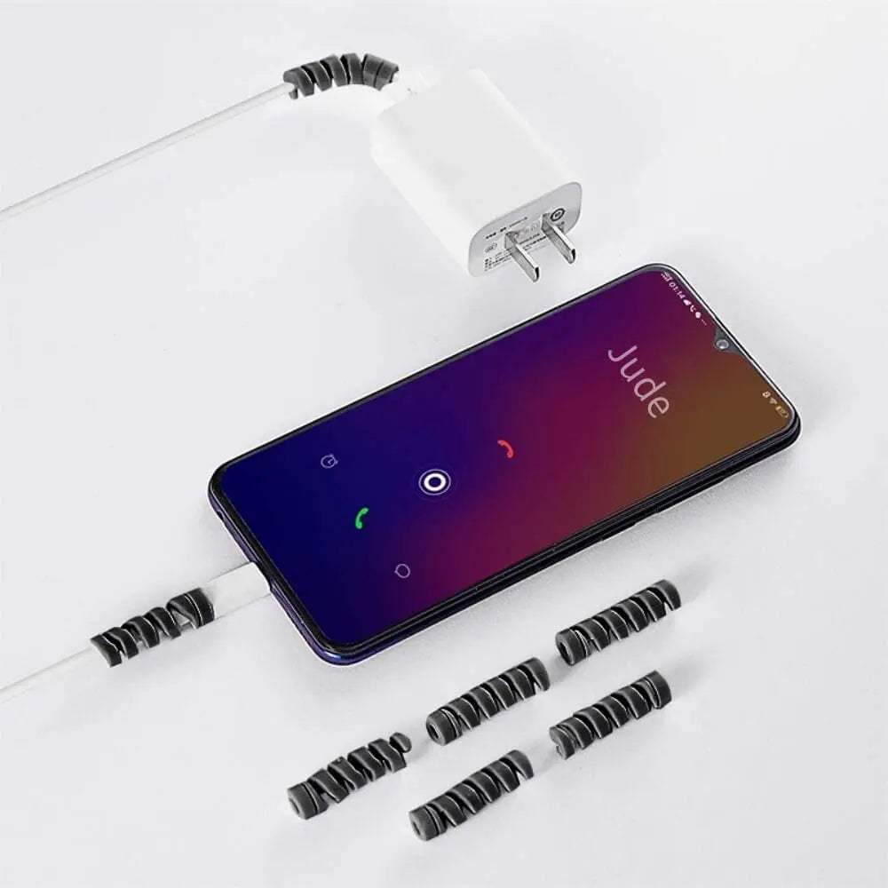 10Pcs Cable Protector Spiral Phone Charger Cable Saver Silicone Cable Management Organizer for Headphone Cellphone Mouse Cord