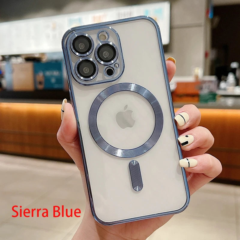 Electroplated magnetic Magsafe wireless charging case suitable for iPhone 11 13 12 14 Pro XS Max X XR 8 Plus silicone phone case