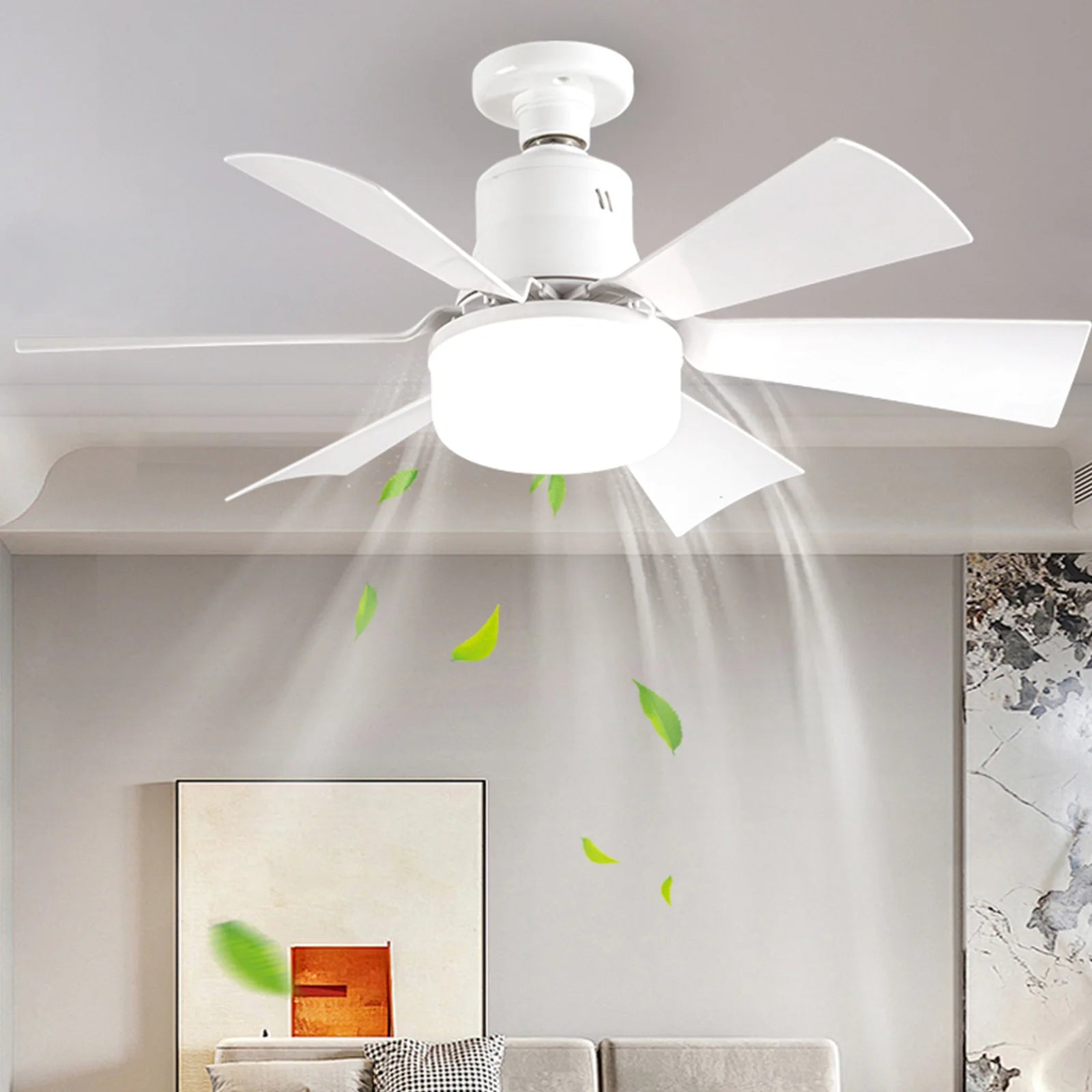 Socket Fan Light 3 Speeds Dimmable Screw in Ceiling Fan in Light Socket with Extender & 6 Blades Ceiling Fan with Light
