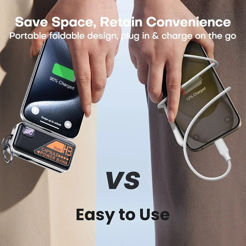 5000mAh Small Portable Keychain Mobile Power Capsule Power Bank Fast Charging Cable Suitable for IPhone Huawei Xiaomi