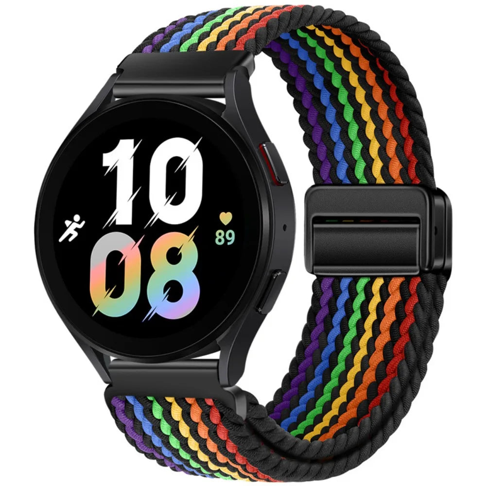 20mm 22mm Magnetic Bracelet for Samsung Galaxy Watch 7/6/Classic/5/4/3 Braided Nylon Strap for Huawei Watch 4/3/GT6 5 4 Pro Band