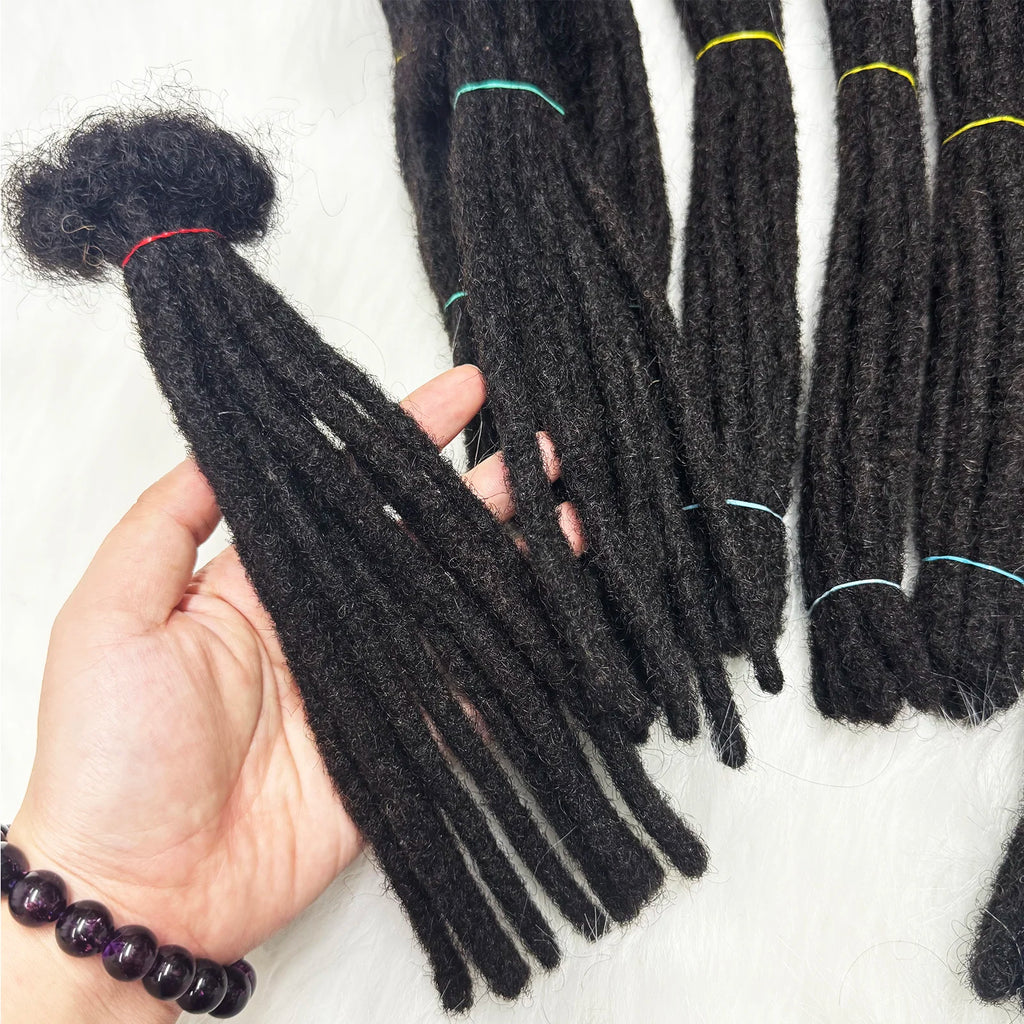 Human Hair Dreadlock Extension 0.6cm Width 4-20inch Real Human Hair Bulk Permanent Loc Extensions Wholesale for Men/Women