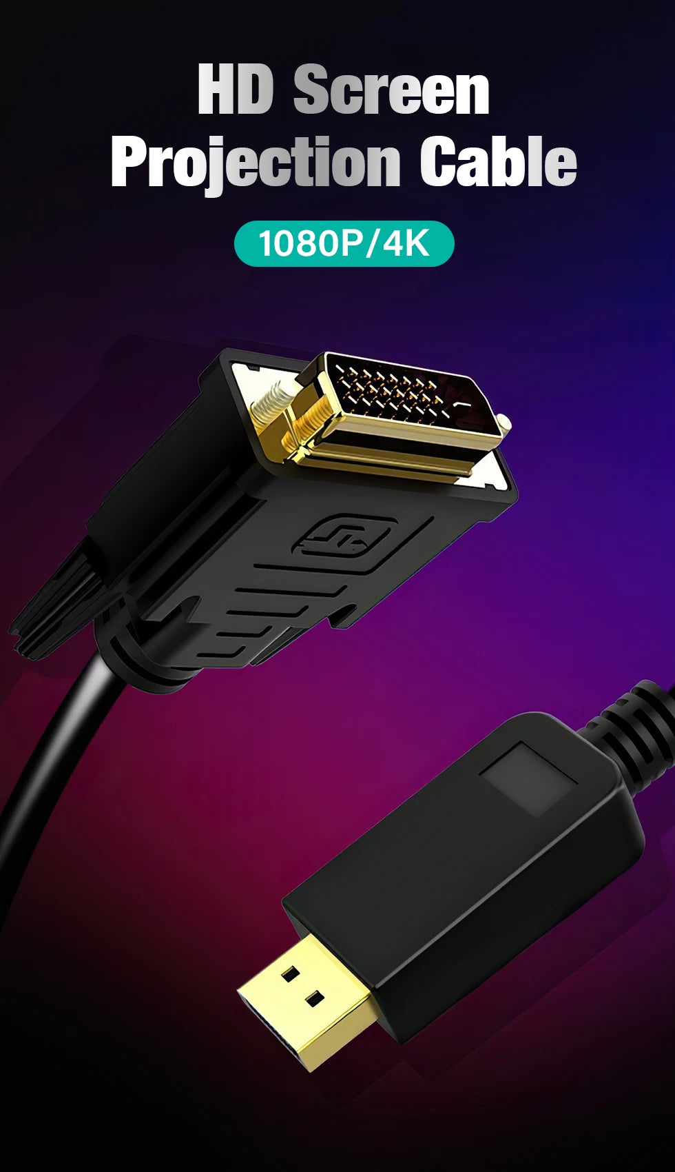 1.8M DisplayPort To HDMI Cable DP Male To Male VGA DVI HDMI Video Audio Cable 4K 1080P For Computer Laptop TV Projector Monitor