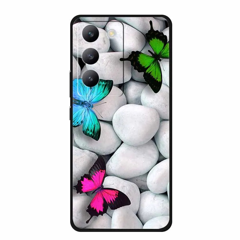 For vivo V40 SE Case Luxury TPU Soft Silicone Phone Back Cover for vivo V40 SE 5G Protective Shockproof Flowers Girl Cute Coque