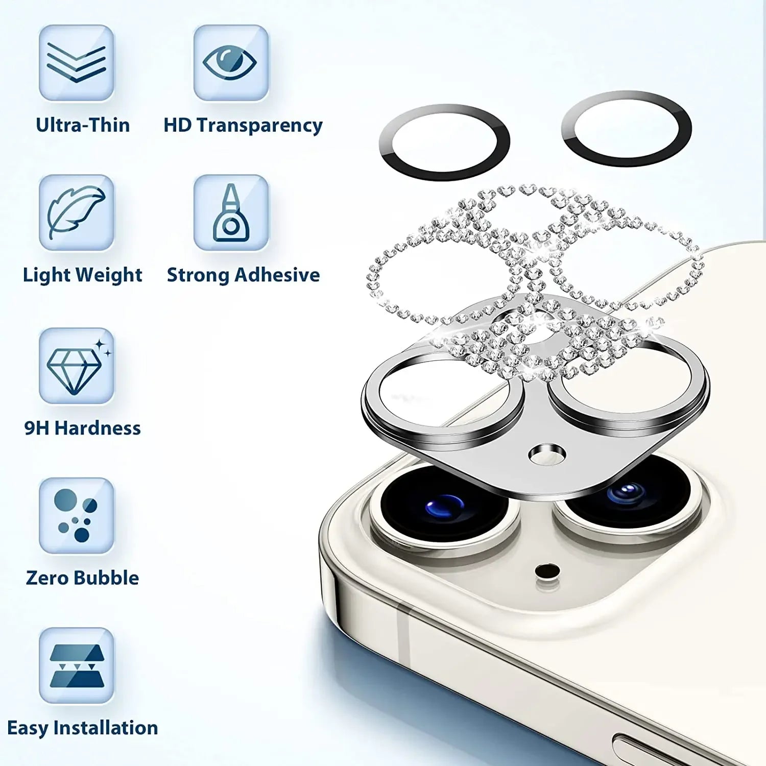 1Pcs Diamond Camera Lens Protection Cover For IPhone 14 Plus 13 Pro Max 12 Mini 14Pro 13Pro 12Pro Glass Protector Accessories