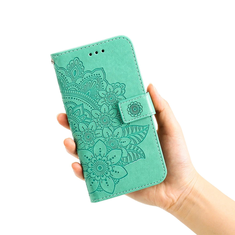 Premium Sun Flower Embossed Flip Leather Wallet Case For Honor Magic7 Lite Magic 7 6 5 4 Pro Magic6 Lite 5G Magnetic Flip Cover