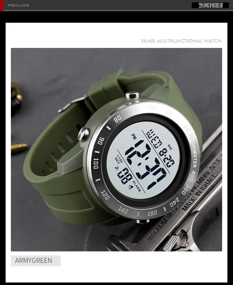 SKMEI 1524 2 Time LED Digital Wristwatches For Mens Waterproof Chrono Count Down Male Hour montre homme Big Dial Sport Men Watch