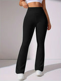 Fashion Casual Sports Flared Pants Ultra Soft Knitted Butt Lifting Fitness Yoga Long Pants Activewear Plus Size Women's Clothes
