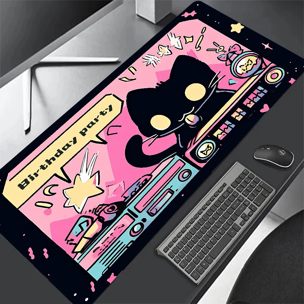 Black Cat Clouds Fast Delivery Keyboard mouse pads lock-edge Mouse pad kawaii Pink Purple Office desktop protection pad XXL rug